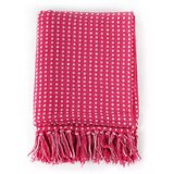 vidaXL Pamučni pokrivač na kvadratiće 220x250 cm ružičasti | shoptok.hr