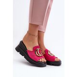 VINCEZA Women's sandals in eco suede on a wedge and platform with golden decoration fuchsia Iaria | Shoptok.si