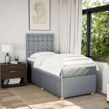 vidaXL Box spring postelja z vzmetnico svetlo siva 90x200 cm blago | Shoptok.si
