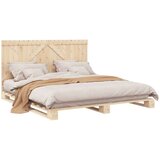vidaXL Posteljni okvir z vzglavjem 200x200 cm trdna borovina | Shoptok.si