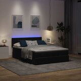  Ottoman krevet s madracem i LED diodama crni 140x200 cm baršun | Eponuda.com