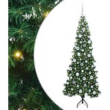 vidaXL Kotično umetno božično drevo Zelena 180 cm PVC in kovina | Shoptok.si