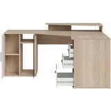 Cantus kotna pisalna miza leseni material bela, barve hrasta | Shoptok.si