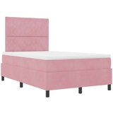  LED Box Spring Krevet Ružičasta 120 x 190 cm Baršun | shoptok.hr