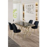 Hanah home vals - black marble, gold, anthracite black marlbegoldanthracite dining table & chairs set (5 pieces) | ePonuda.com