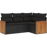 Maison Chic Seti vrtnega pohištva - Vrtna garnitura - Vrtni pohištvo set 4-delna z blazinami črna poli ratan, (21818456) | Shoptok.si
