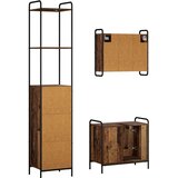  Set ormarića za kupaonicu 3 kom. Staro drvo 40 x 36 x 200 5 cm - Staro drvo Ormar s umivaonikom (1 vrata i 1 polica) + viseći or | shoptok.hr