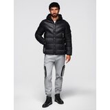 Ombre Men's long quilted jacket with large pockets - beige | shoptok.hr