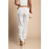 Fenzy Dolge Hlače Z Okrasnim Pasom, Bele | Shoptok.si