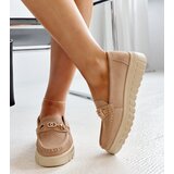 Gemre Beige leather shoes with decorative buckle Taija | Shoptok.si