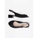 GOODIN Black low-heeled sandals with leopard print | Shoptok.si