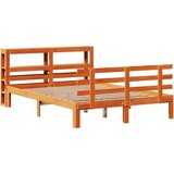  Okvir kreveta s uzglavljem voštano smeđi 120x190 cm od borovine | shoptok.hr