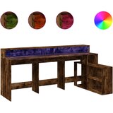 Maison Chic Pisalna miza - pisarniška miza - Računalniška miza z LED lučkami dimljeni hrast 200x104x91cm inž. les, (21785639) | Shoptok.si