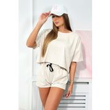 Kesi Cotton blouse + shorts beige melange Cene