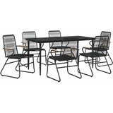  7-dijelni vrtni blagovaonski set od PVC ratana crni Crna Dužina stola 160 cm | shoptok.hr