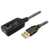kabl sa pojačivačem USB A - USB A M/F 10m crni