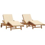  Ležaljka 2 pcs Bež 200 x 67 x 84 cm Čvrsto drvo akacije | shoptok.hr