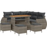 vidaXL 9 delni vrtni sofa set z blazinami siva poli ratan akacija | Shoptok.si