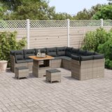  Set vrtnog kauča od 13 dijelova s jastučićima siva poly ratan akacija | shoptok.hr