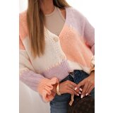 Kesi Włoski Women's striped sweater with buttons purple + peach | shoptok.hr