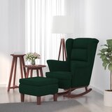 vidaXL gugalni stol z lesenimi nogami in stolčkom temno zelen žamet | Shoptok.si