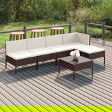 Maison Chic Seti vrtnega pohištva - Vrtna garnitura - Vrtni pohištvo set 6-delna z blazinami poli ratan rjava, (21803824) | Shoptok.si