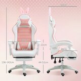  Ergonomska gamerska stolica s lumbalnom potporom osloncem za noge naslonom za glavu s ušima zeca roza | shoptok.hr