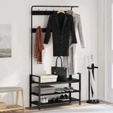 vidaXL Obešalnik za plašče Črni hrast 95 x 34 x 184 cm Konstruiran les Cene