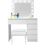 Aga Toaletna mizica z ogledalom in osvetlitvijo + tabure Mat belo, (21333505) | Shoptok.si