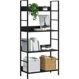 Police za knjige s 4 razine crne 60 x 27,6 x 124,5 cm drvene | Eponuda.com