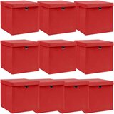  Kutije za pohranu s poklopcima 10 kom crvene 32x32x32 cm tkanina | shoptok.hr