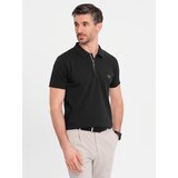 Ombre Men's polo shirt with zip neckline - black | shoptok.hr