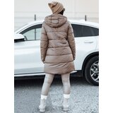 DStreet Women's winter jacket PURRBREEZ long quilted reversible with a hood in camel color | Shoptok.si