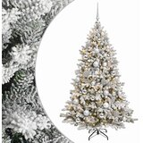  Umjetno božićno drvce s kuglicama 150 cm 150 LED lampica - Zelena i bijela 150 cm s LED-ima i srebrnim lopticama | shoptok.hr