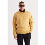 AC&Co / Altınyıldız Classics Men's Mustard Oversize Fit Wide Cut Cotton Fleece Inner 3 Thread Crew Neck Sweatshirt Cene
