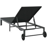 vidaXL Črn Poli ratan 200 x 54 x 27 cm Ergonomski Zložljiv ležalnik | Shoptok.si