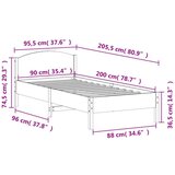 vidaXL Posteljni okvir z vzglavjem bel 90x200 cm trdna borovina | Shoptok.si