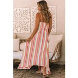 Fenzy Elegantna Maxi Obleka S Potiskom Črt, Večbarvna | Shoptok.si