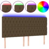 vidaXL LED posteljno vzglavje temno rjavo 200x7x118/128 cm blago, (20954214) Cene