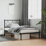 Maison Chic Kovinski Posteljni okvir - Enojna postelja - Postelja za odrasle z vzglavjem črn 100x190 cm, (21694858) | Shoptok.si