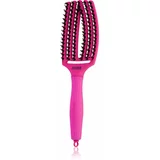 Olivia Garden Fingerbrush ThinkPink ravna krtača z najlonskimi in prašičjimi ščetinami Neon Pink 1 kos