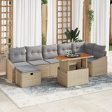 vidaXL 8-dijelni vrtni set kauča s jastučićima Bež Poli Ratan | shoptok.hr