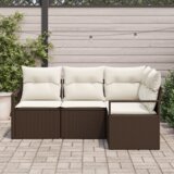 vidaXL 4-dijelni vrtni kauč set s jastučićima smeđeg poli ratana | shoptok.hr