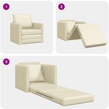 vidaXL Tlačna postelja 2-v-1 Krem 74x77x81 cm Umetno usnje | Shoptok.si
