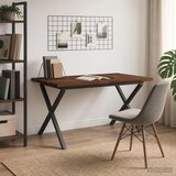  Stol za blagovanje s prirodnim rubom 140 x 80 x 75 cm - tamno smeđa i crna 140 x 80 x 75 cm Živi rub | shoptok.hr