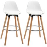  Set od 2 barske stolice skandinavski dizajn s osloncem za noge 38 5 cm x 42 5 cm x 91 cm prirodna + bijela Cijene
