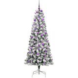 vidaXL Umetno Zložljivo Božično Drevo Zelena in bela 180 cm PVC | Shoptok.si