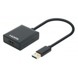 Manhattan USB-A to HDMI Cable, 1080p@60Hz, Converts USB 3.2 Gen1 (aka USB 3.0) signal to HDMI, 15cm, Black, Male to Female, Three Year Warranty | shoptok.hr