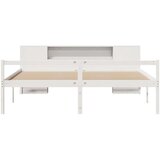  Krevet s regalom z knjige bez madraca bijeli 200x200cm borovina - Bijela 200 x 200 cm | shoptok.hr