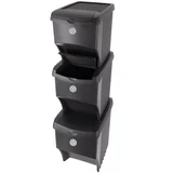Crna plastična kanta za smeće 3 kom 3x22 l za odvojeni otpad –